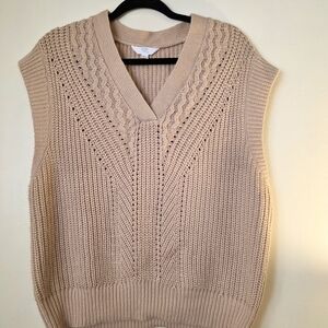 H&M Beige V-Neck Sweater Vest